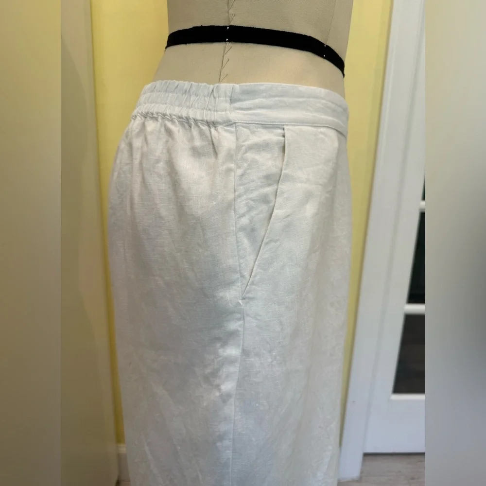Summer = White Linen Wide-Leg Pants - Picture 3 of 7